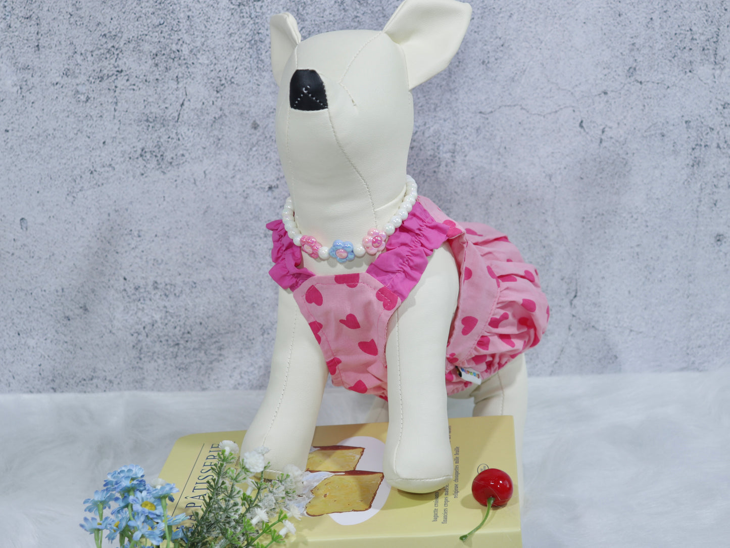〜11kgまで|犬服|♡ハート柄×ピンクワンピース