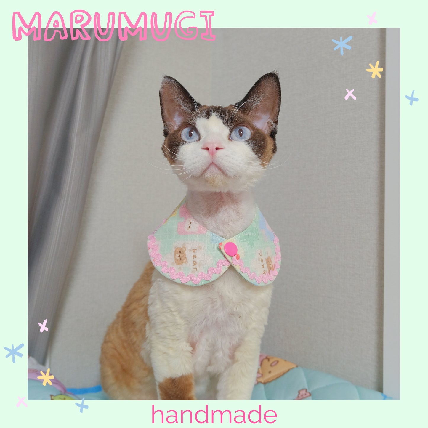【夏🧩セール♪12%OFF】⭐︎パズル柄⭐︎ 犬猫用つけ襟 犬猫スタイ ペットスタイ よだれかけ ビブ