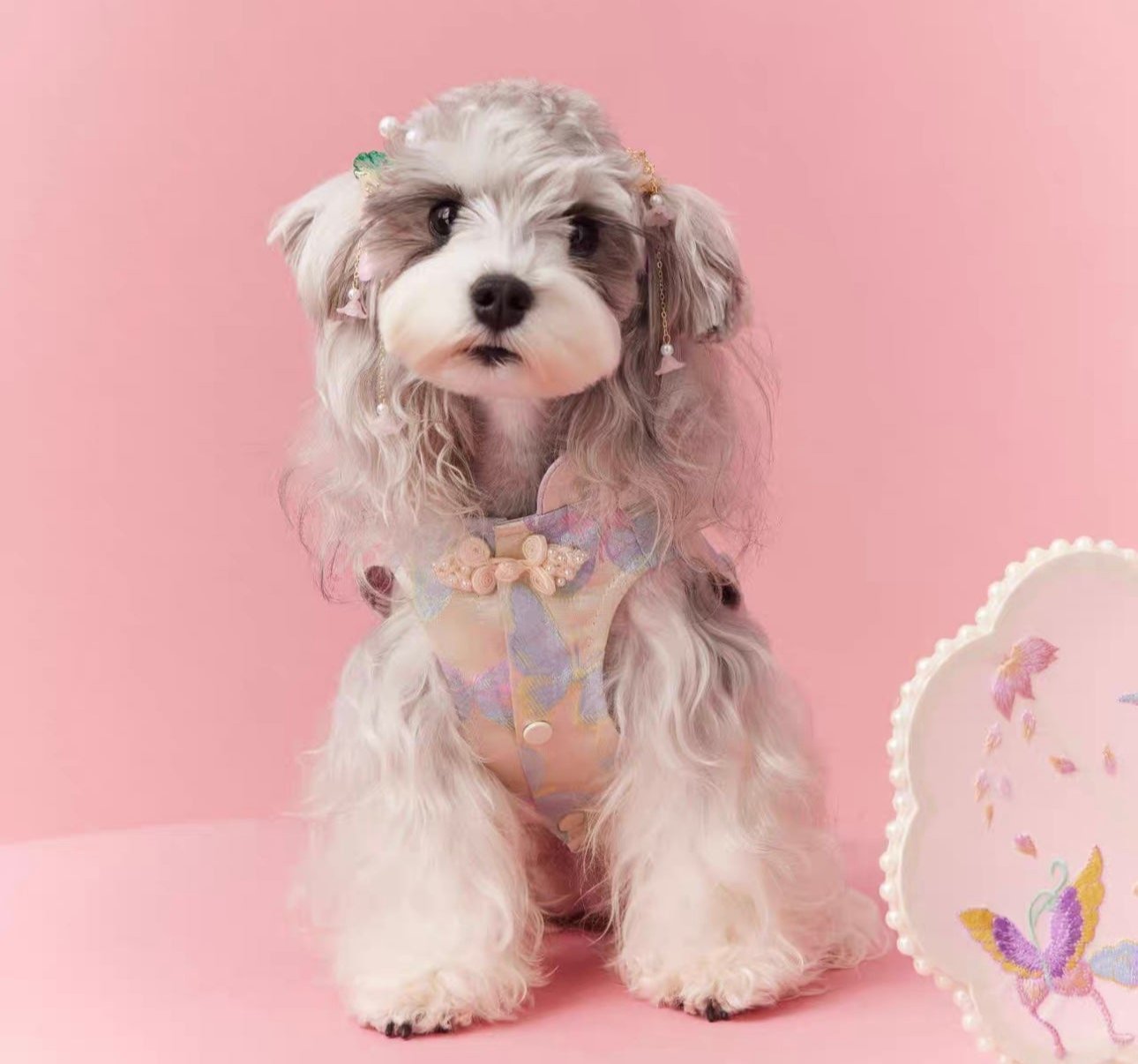 〜11kgまで|犬服|袖なし刺繡蝶々柄🦋ワンピース