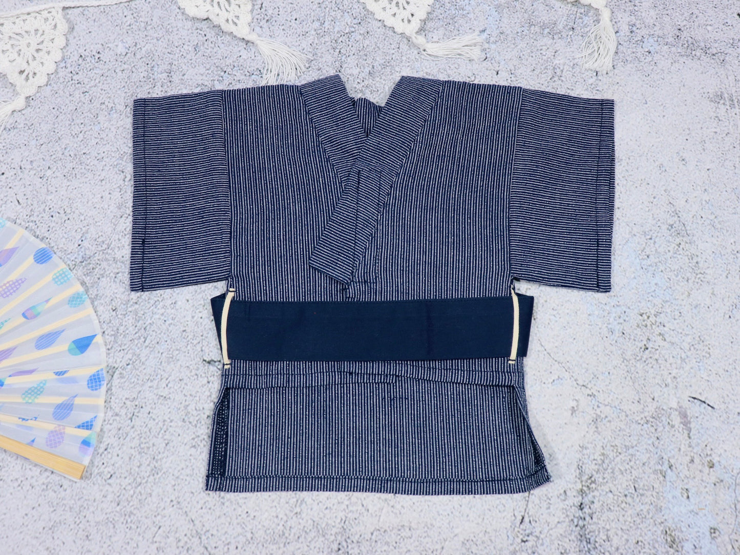 〜8kgまで 濃い青地縦縞浴衣 ペット甚平 犬猫浴衣 犬服 猫服 納涼 夏祭り 花火大会 ペット浴衣