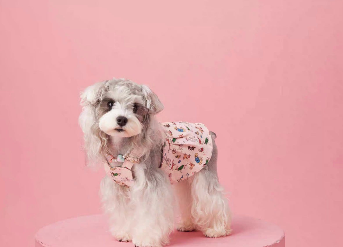 〜11kgまで|犬服|ワンちゃん柄サロペットスカート