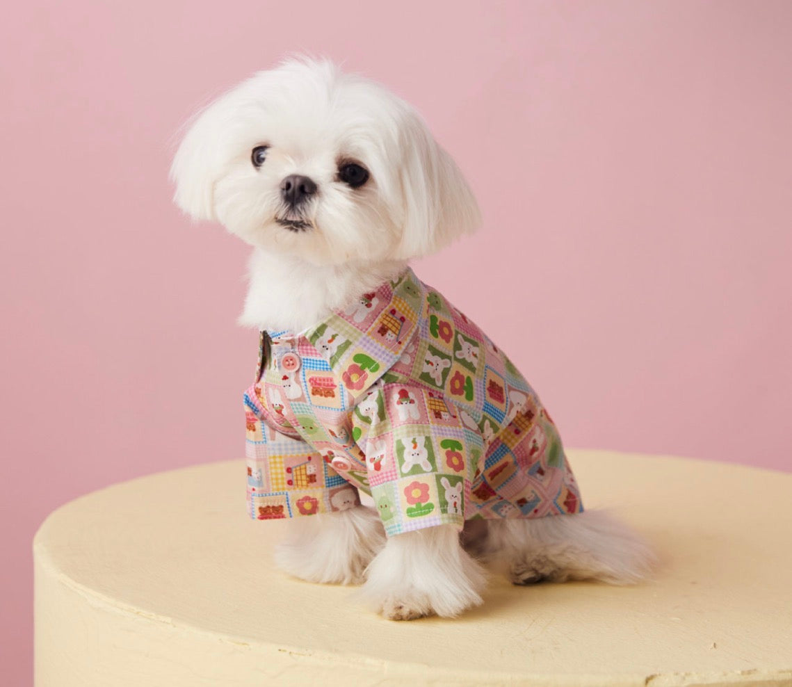 〜11kgまで|犬服|兎柄チェックシャツ