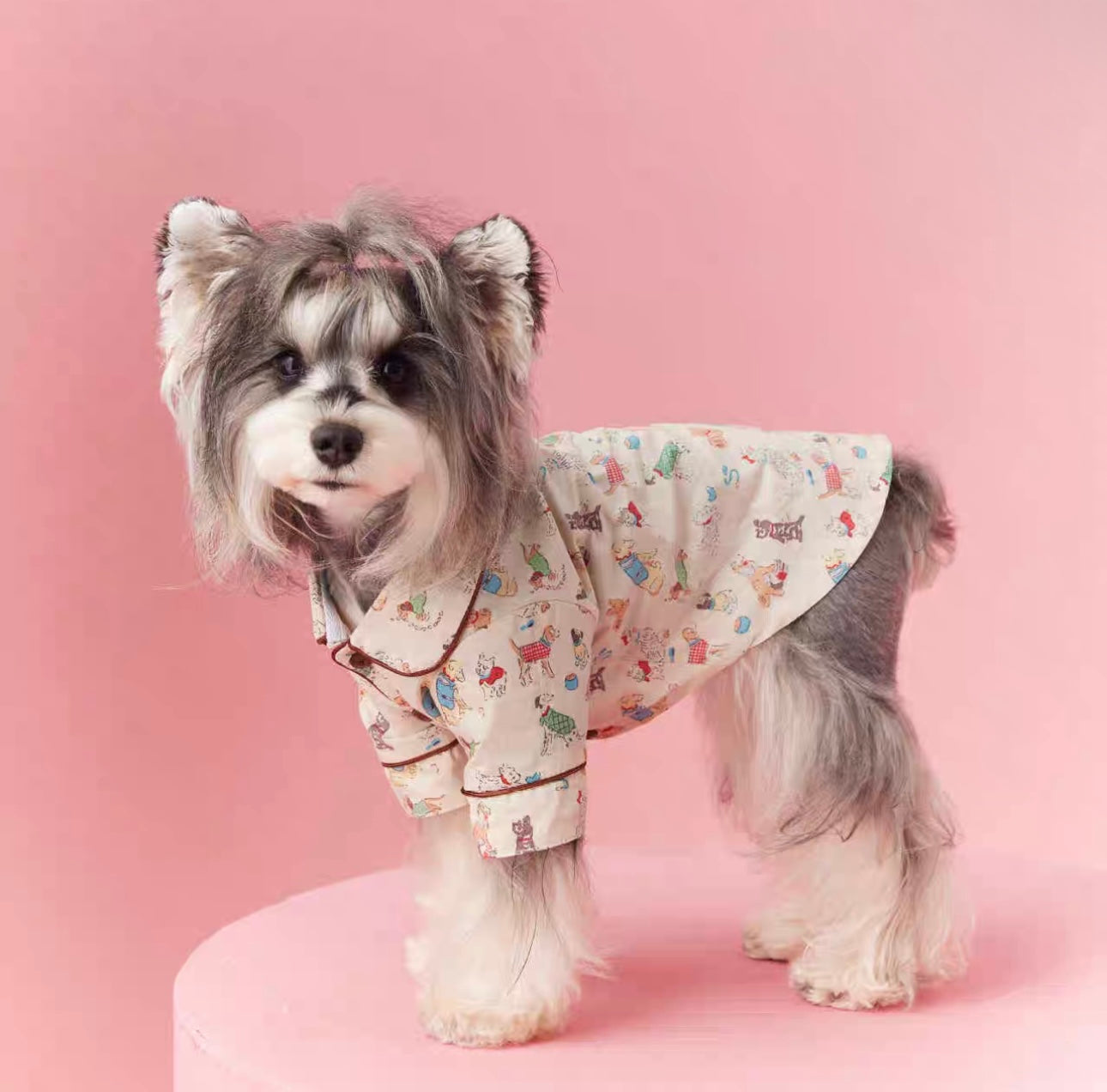 〜11kgまで|犬服|わんちゃん柄シャツ·フリルワンピース