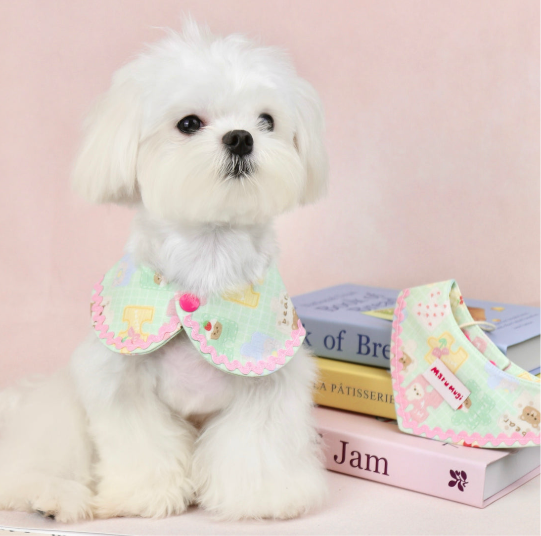 【夏🧩セール♪12%OFF】⭐︎パズル柄⭐︎ 犬猫用つけ襟 犬猫スタイ ペットスタイ よだれかけ ビブ