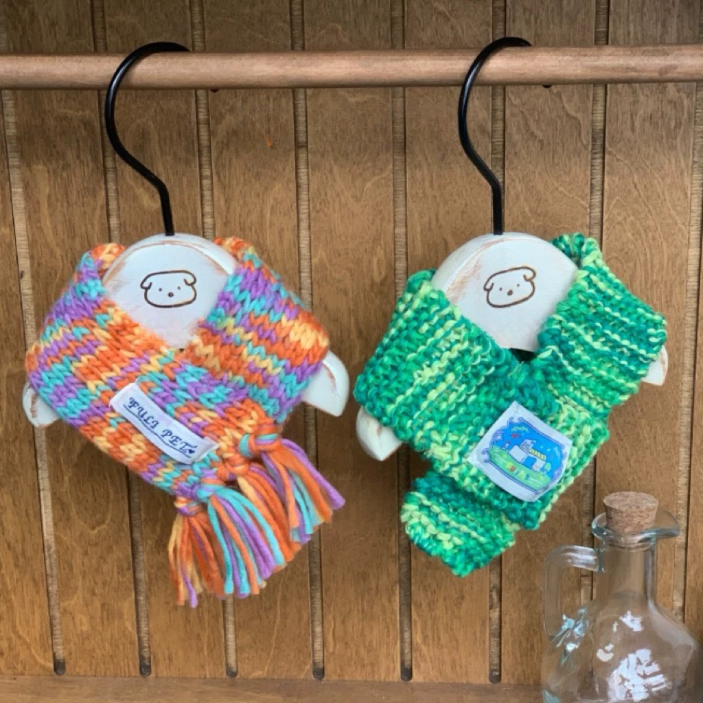 【予約終了】橙|緑 ニットマフラー🧣