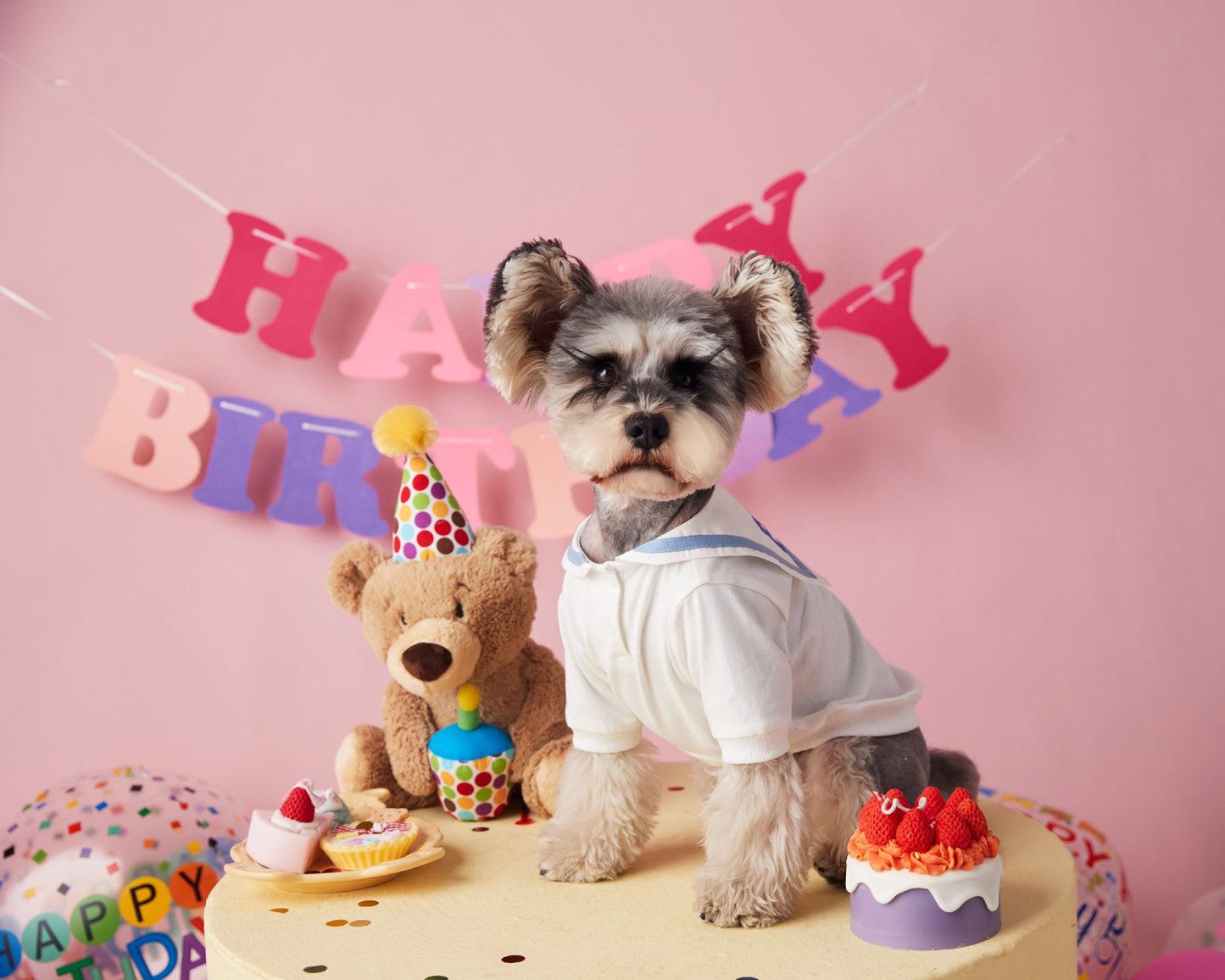 〜11kgまで|犬服|「セーラースタイル」サロペットスカート(帽子付き)❤