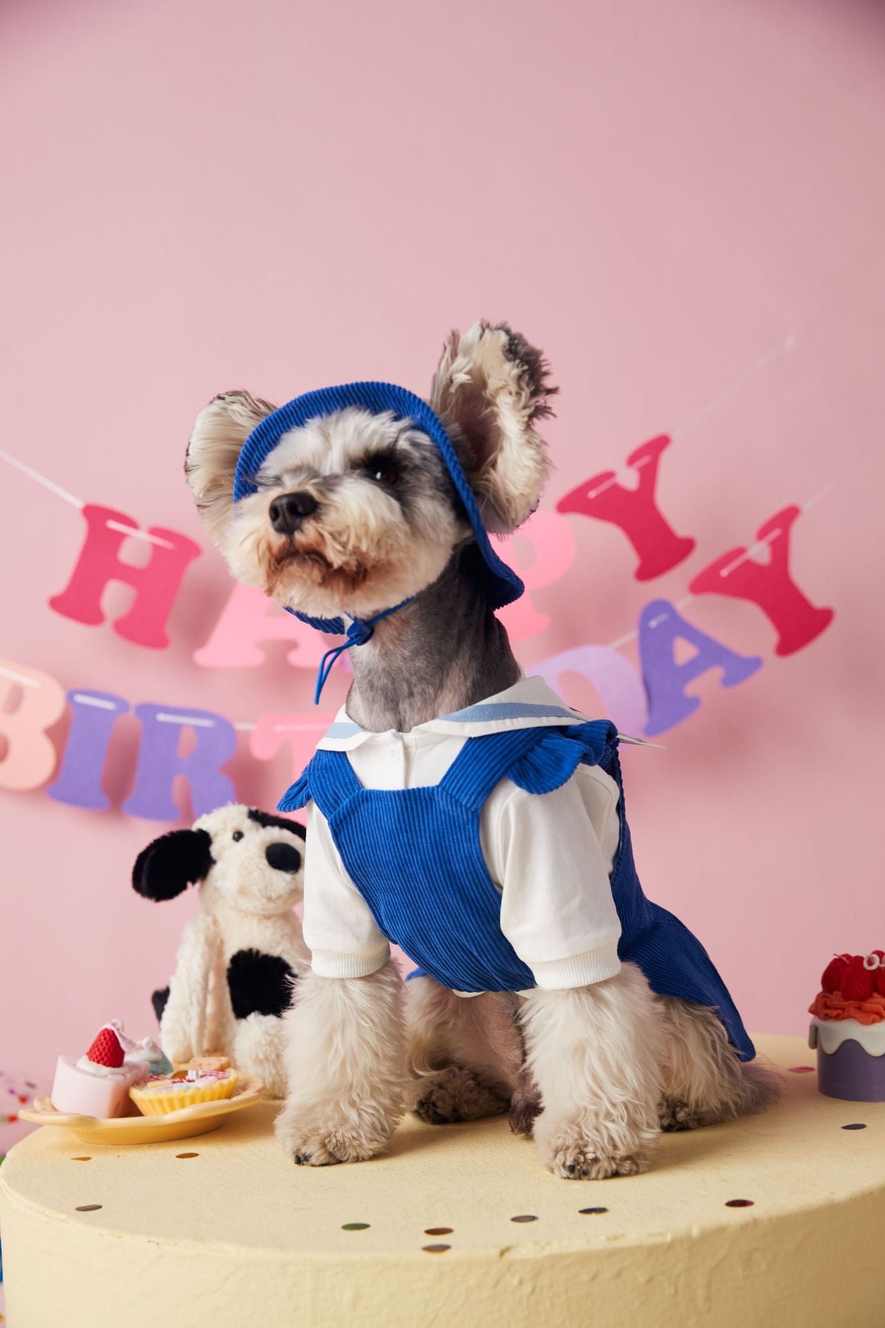 〜11kgまで|犬服|「セーラースタイル」サロペットスカート(帽子付き)❤
