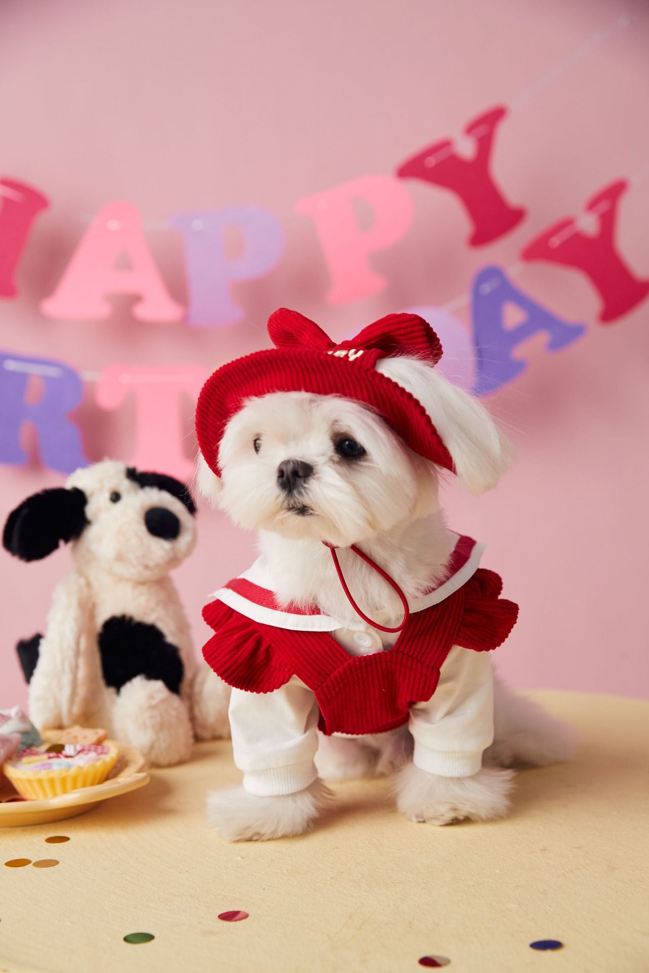 〜11kgまで|犬服|「セーラースタイル」サロペットスカート(帽子付き)❤
