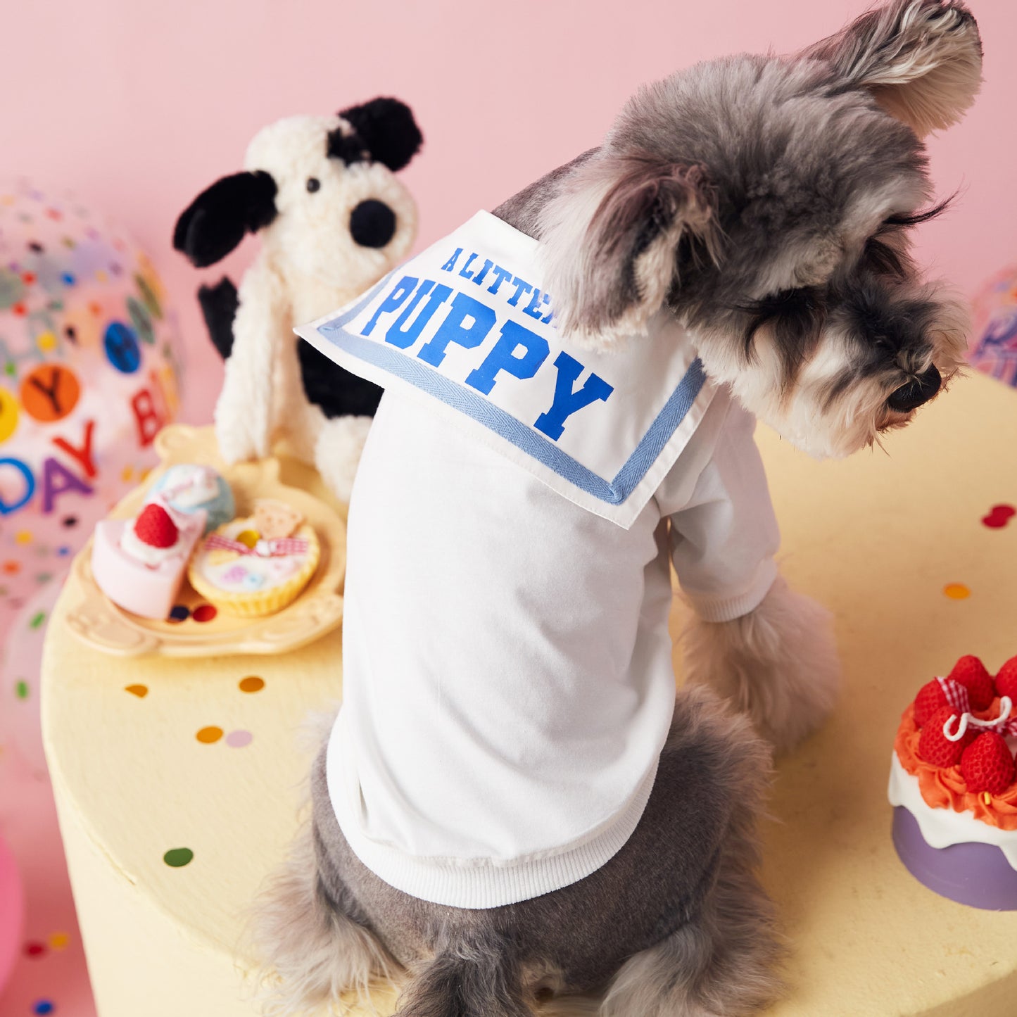 〜11kgまで|犬服|「セーラースタイル」サロペットスカート(帽子付き)❤