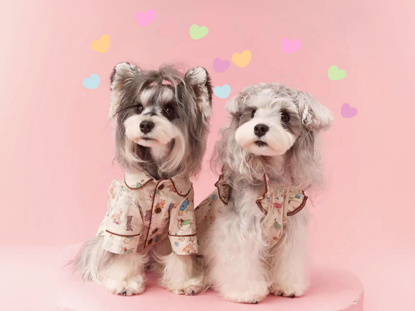 〜11kgまで|犬服|わんちゃん柄シャツ·フリルワンピース