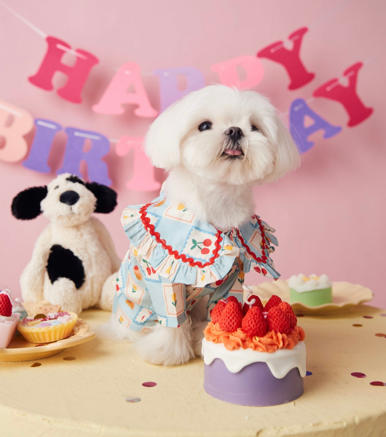 〜11kgまで|犬服|チェリー柄チェックシャツ