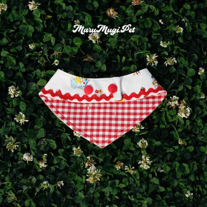 【夏セール☘️♪12％OFF】赤い格子縞バンダナ･ネクレススタイ　４サイズ　猫スタイ　ペットスタイ　犬用スタイ　猫用スタイ  よだれかけ　ビブ