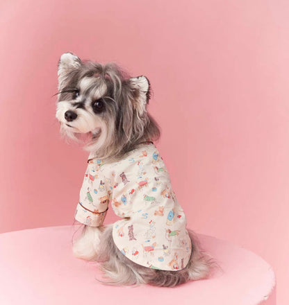 〜11kgまで｜犬服｜わんちゃん柄シャツ·フリルワンピース