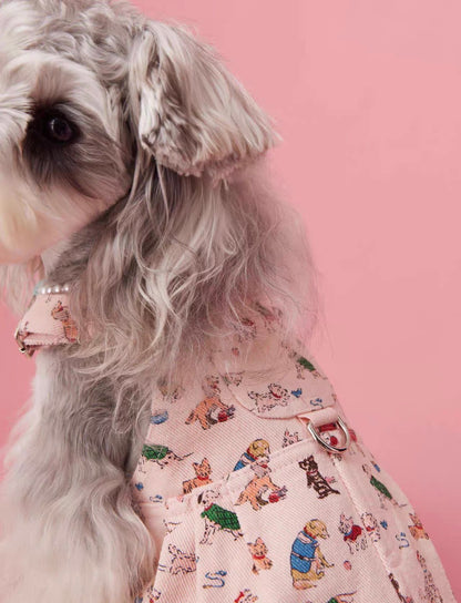 〜11kgまで｜犬服｜ワンちゃん柄サロペットスカート