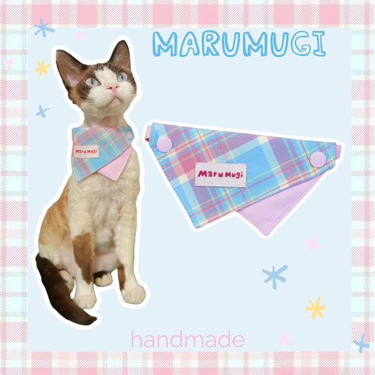【夏🎀セール12%off】⭐︎Pink⭐︎ チェック柄スタイ 犬猫用つけ襟　犬スタイ 犬猫用スタイ よだれかけ　ビブ