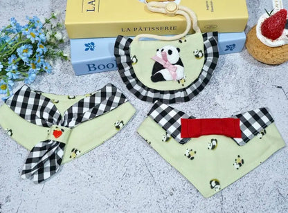 【夏🍉セール♪12％OFF】 🐼犬スタイ ネクレススタイ　４サイズ　猫スタイ　パンダ柄　ペットスタイ　犬用スタイ　猫用スタイ  よだれかけ　ビブ