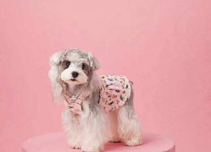 〜11kgまで｜犬服｜ワンちゃん柄サロペットスカート