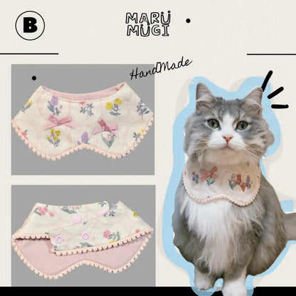 【夏🍀セール♪12％OFF】白地小花柄犬用ビブ猫用ビブ♡わんちゃんねこちゃんバンダナ｜犬猫用バンダナ｜犬猫用スタイ｜よだれかけ　