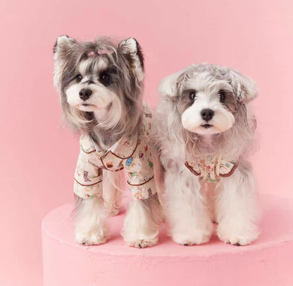 〜11kgまで｜犬服｜わんちゃん柄シャツ·フリルワンピース