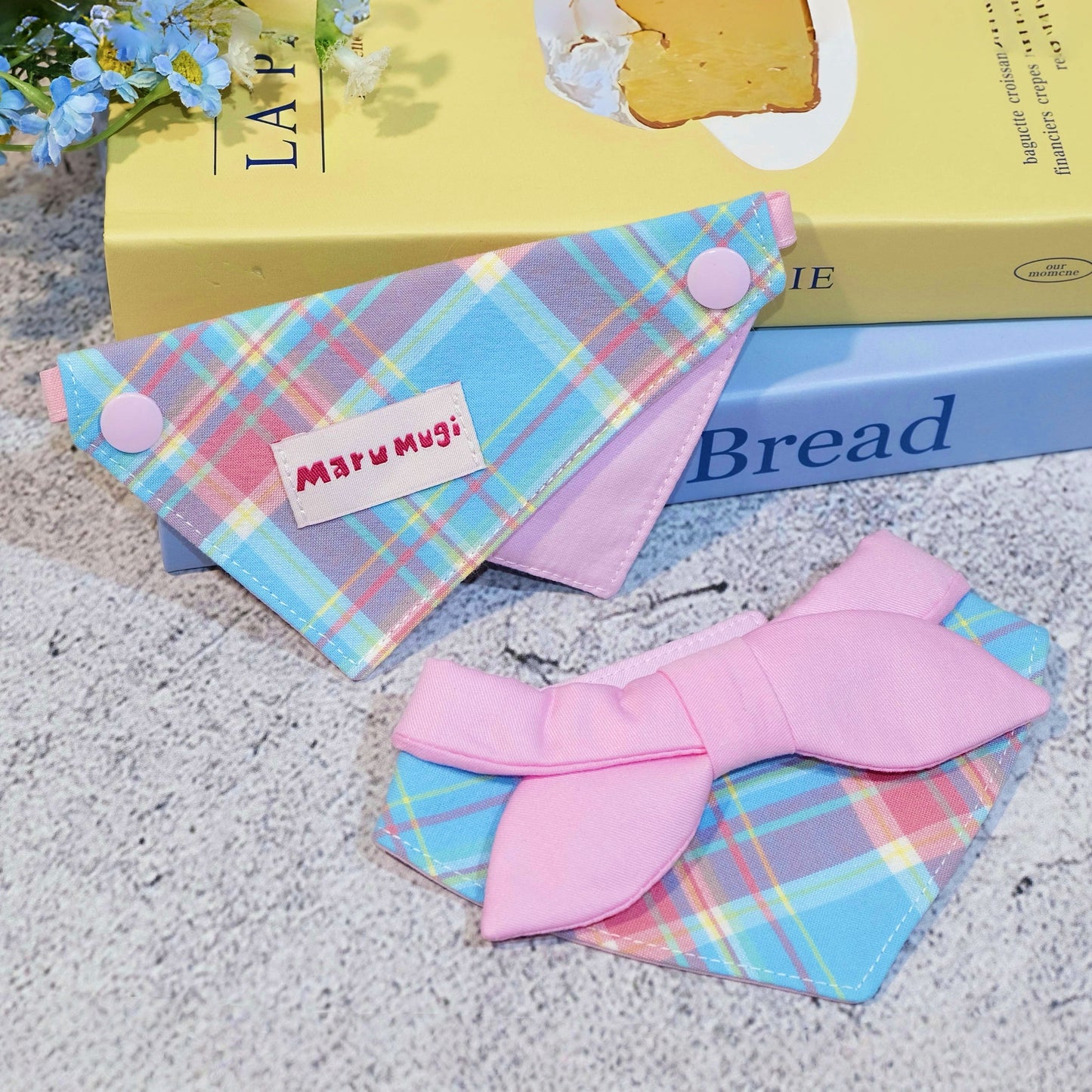 【夏🎀セール12%off】⭐︎Pink⭐︎ チェック柄スタイ 犬猫用つけ襟　犬スタイ 犬猫用スタイ よだれかけ　ビブ