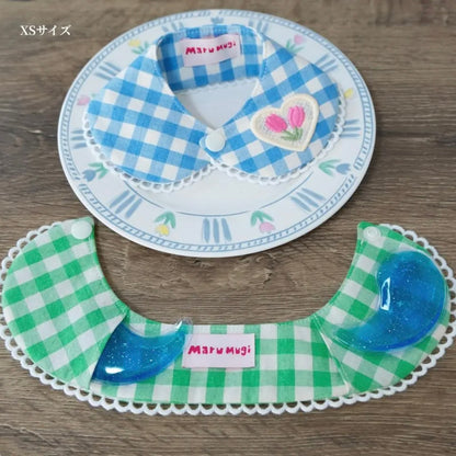 ⭐︎ BLUE⭐︎クール付け襟　保冷剤ポケット付き　夏対策　熱中症予防 犬用つけ襟　猫用つけ襟　犬スタイ　猫スタイ　ペットスタイ　犬用スタイ　猫用スタイ　よだれかけ　ビブ