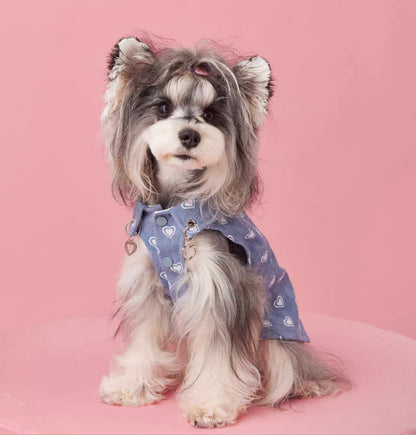 〜11kgまで｜犬服｜ハート柄デニムベスト