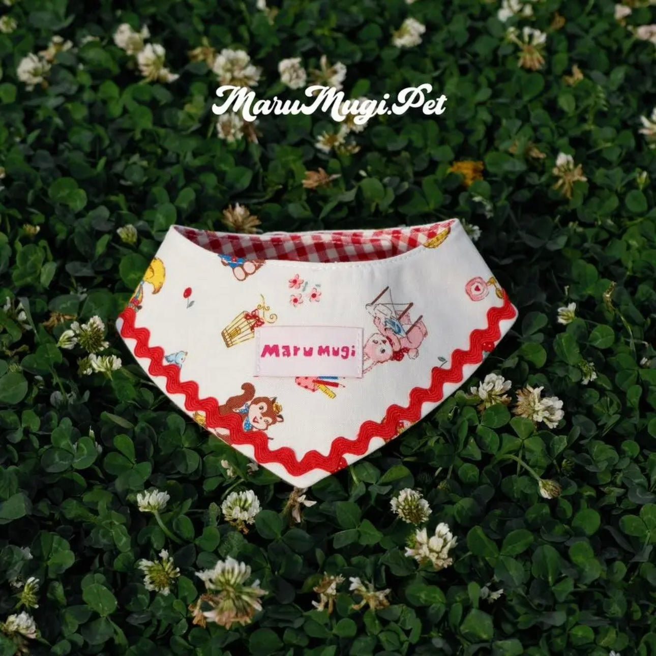 【夏セール☘️♪12％OFF】赤い格子縞バンダナ･ネクレススタイ　４サイズ　猫スタイ　ペットスタイ　犬用スタイ　猫用スタイ  よだれかけ　ビブ