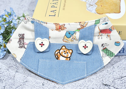 【夏🩵セール♪12％OFF】スーツ柄＆デニム♡わんちゃんねこちゃんネクタイ｜犬用ネクタイ｜猫ネクタイ｜猫スタイ｜ショートタイ｜バンダナ｜