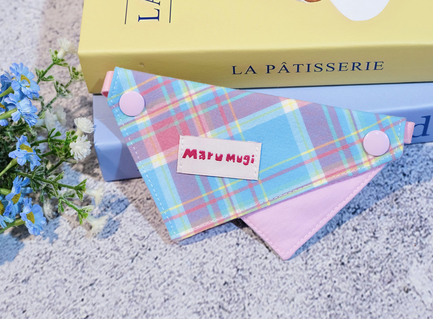 【夏🎀セール12%off】⭐︎Pink⭐︎ チェック柄スタイ 犬猫用つけ襟　犬スタイ 犬猫用スタイ よだれかけ　ビブ