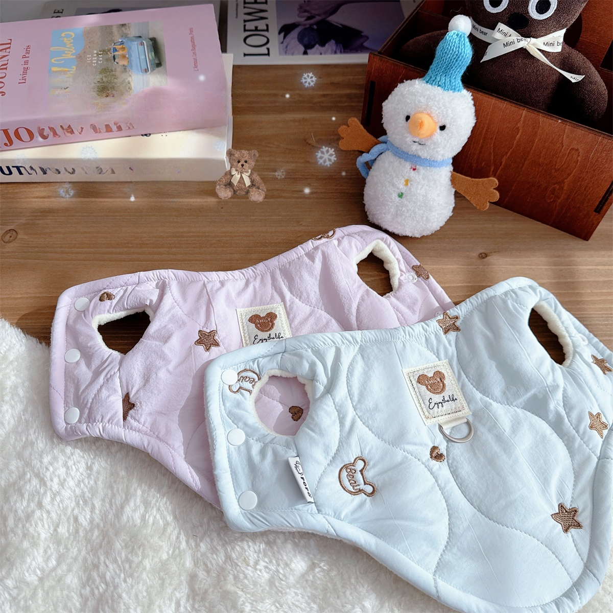 〜6kgまで｜可愛い刺繍ボアベスト