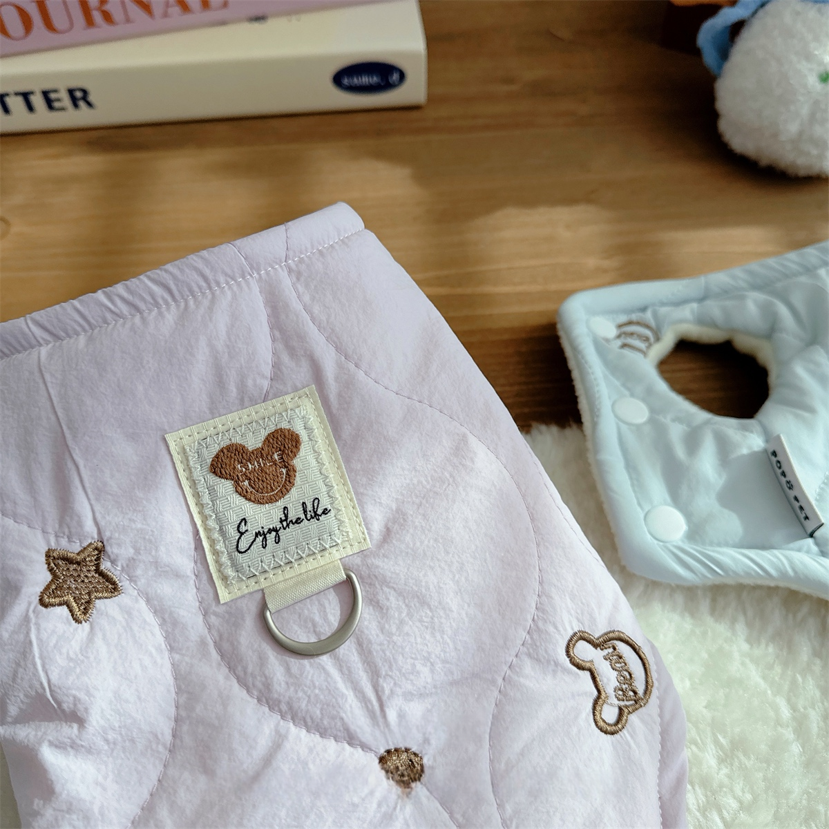 〜6kgまで｜可愛い刺繍ボアベスト